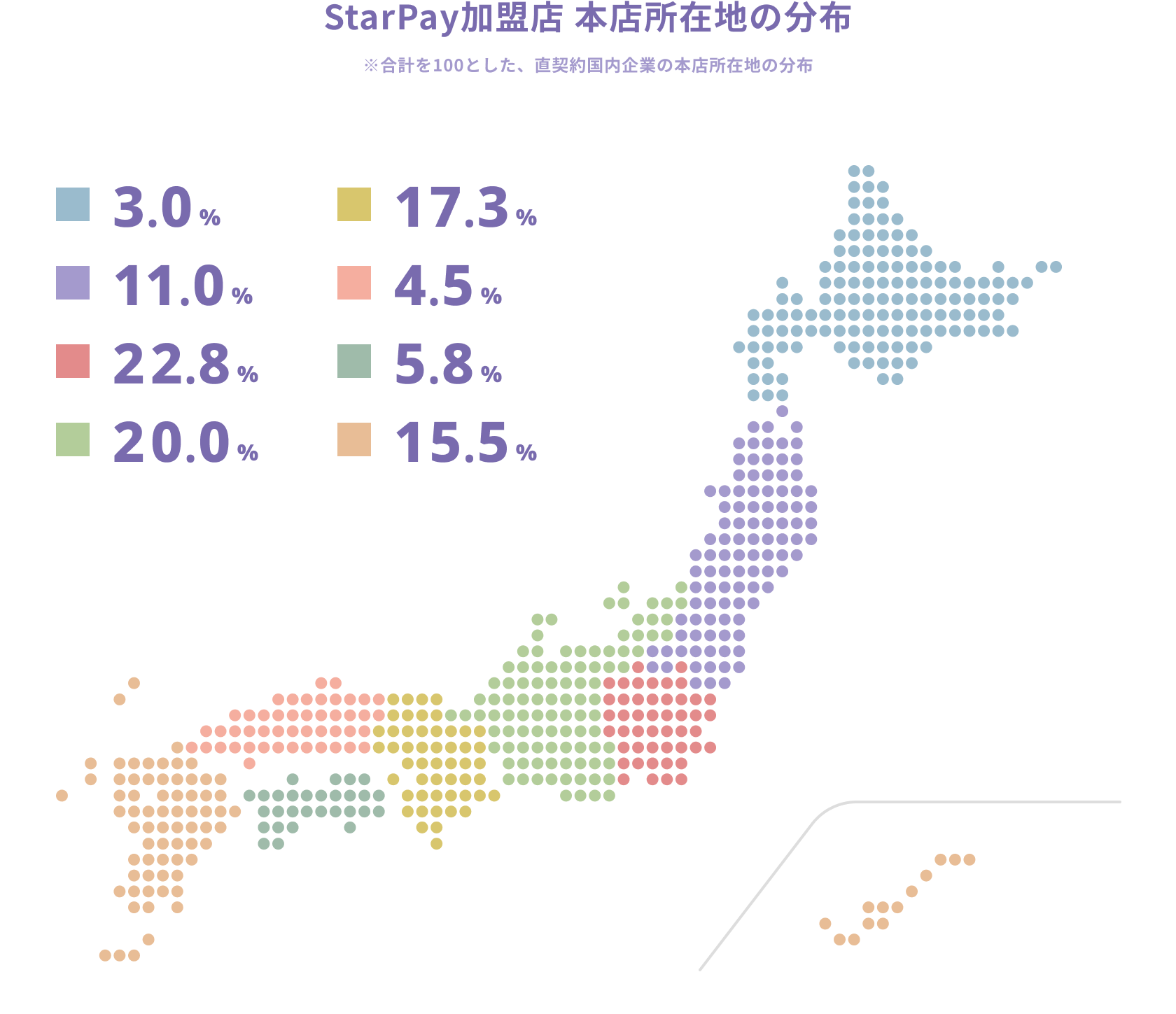 StarPay加盟店 本店所在地の分布